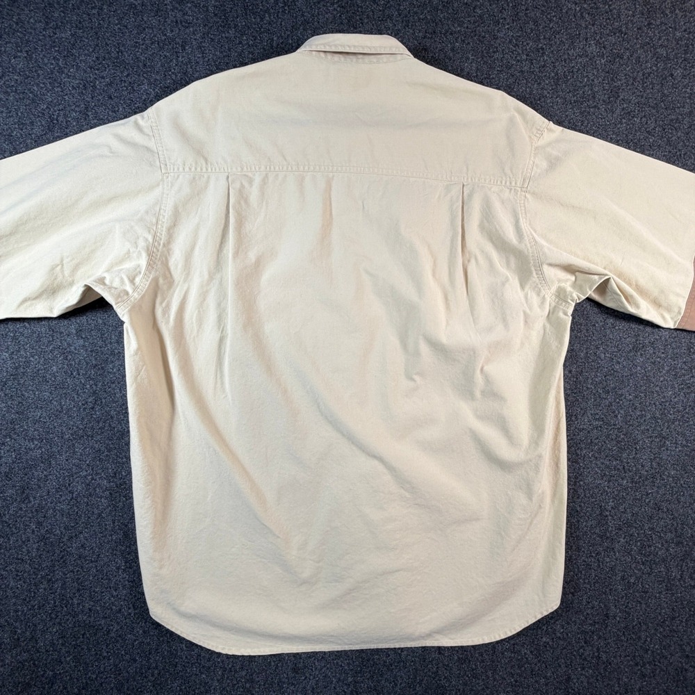 Columbia Mens Shooting Shirt Beige Tan Quilted Shoulder Patch Cotton Size L - Picture 9 of 13